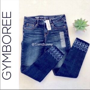 GYMBOREE EMBROIDERED RAW HEM JEANS BLUE GIRLS 14 PLUS SIZE NWT